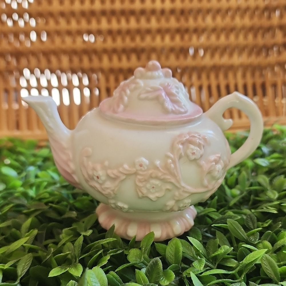 Vintage Decorative Embossed Floral Teapot Figure